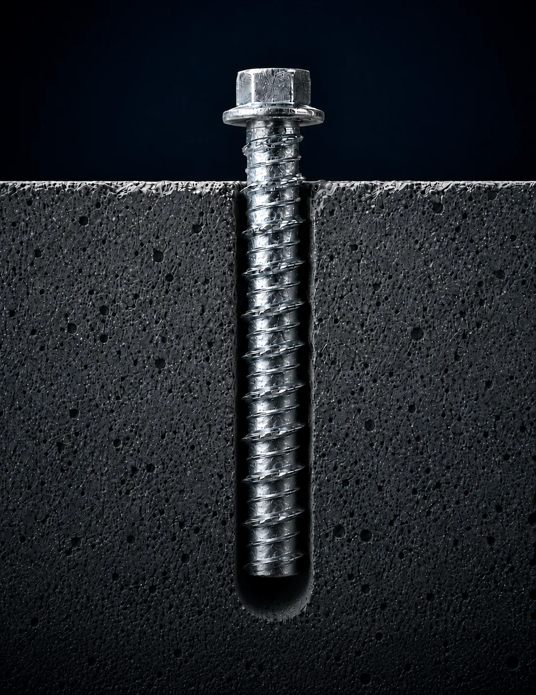 Concrete screw installation in construction