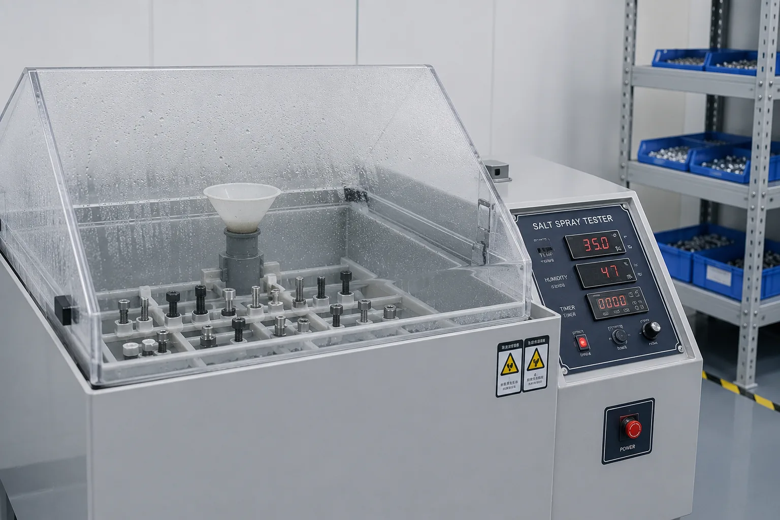 Salt spray corrosion testing for plated fasteners