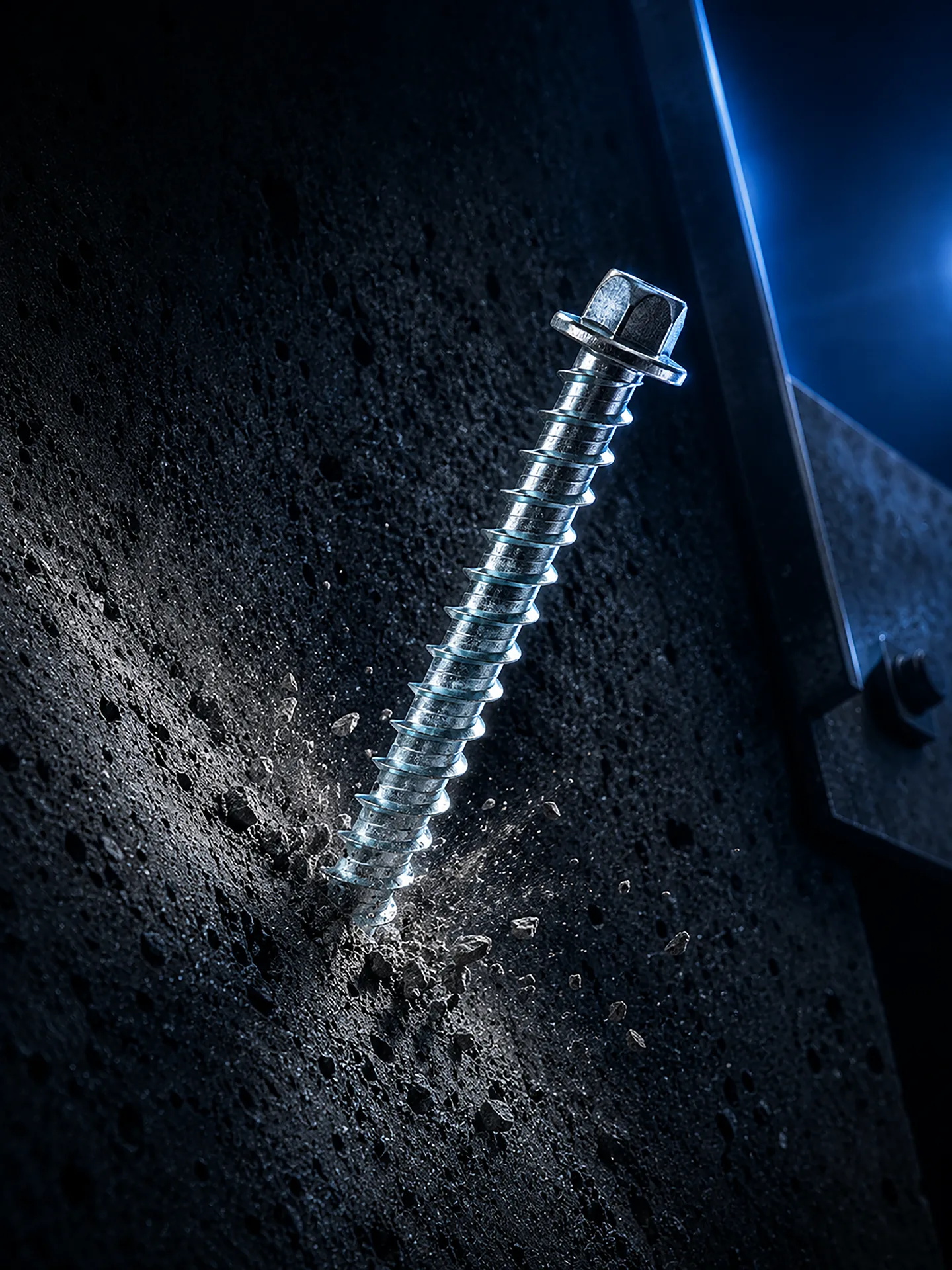 Concrete screw detail for anchoring