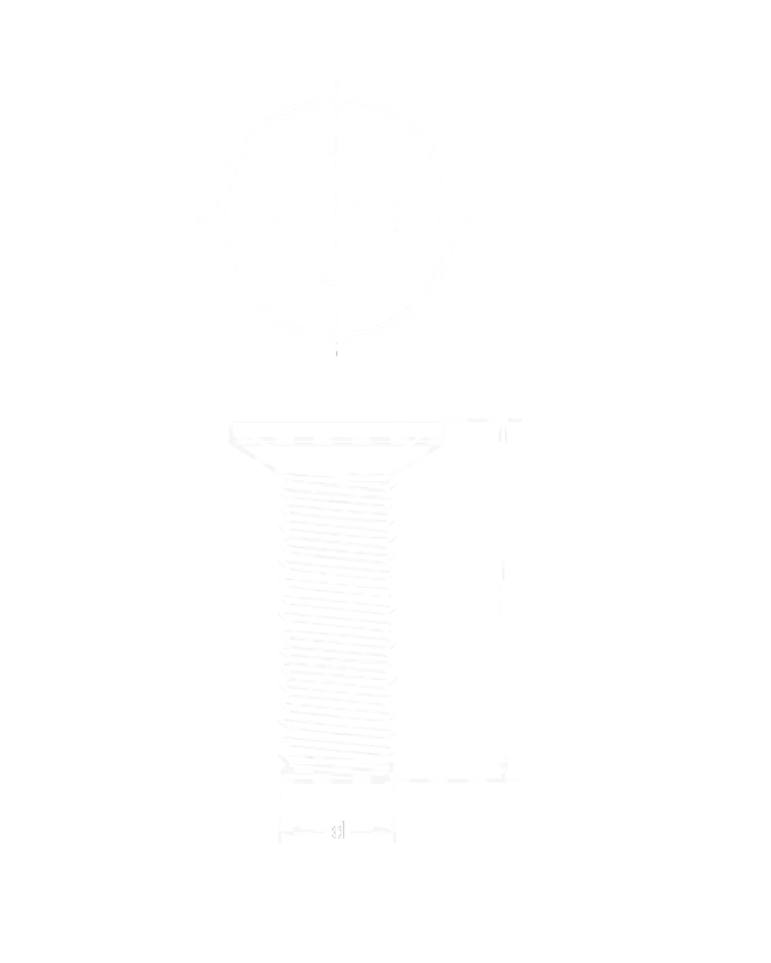 Countersunk machine screw line drawing