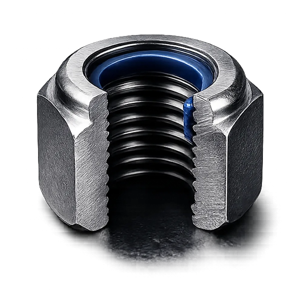 Nylon insert lock nut section view